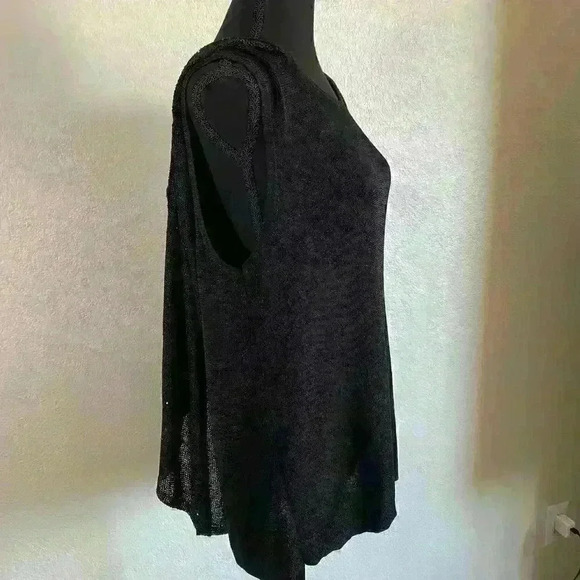 Chico's Chrissy Cape Sweater Pullover Black Sequins Metallic Women Size 3 - Picture 3 of 13